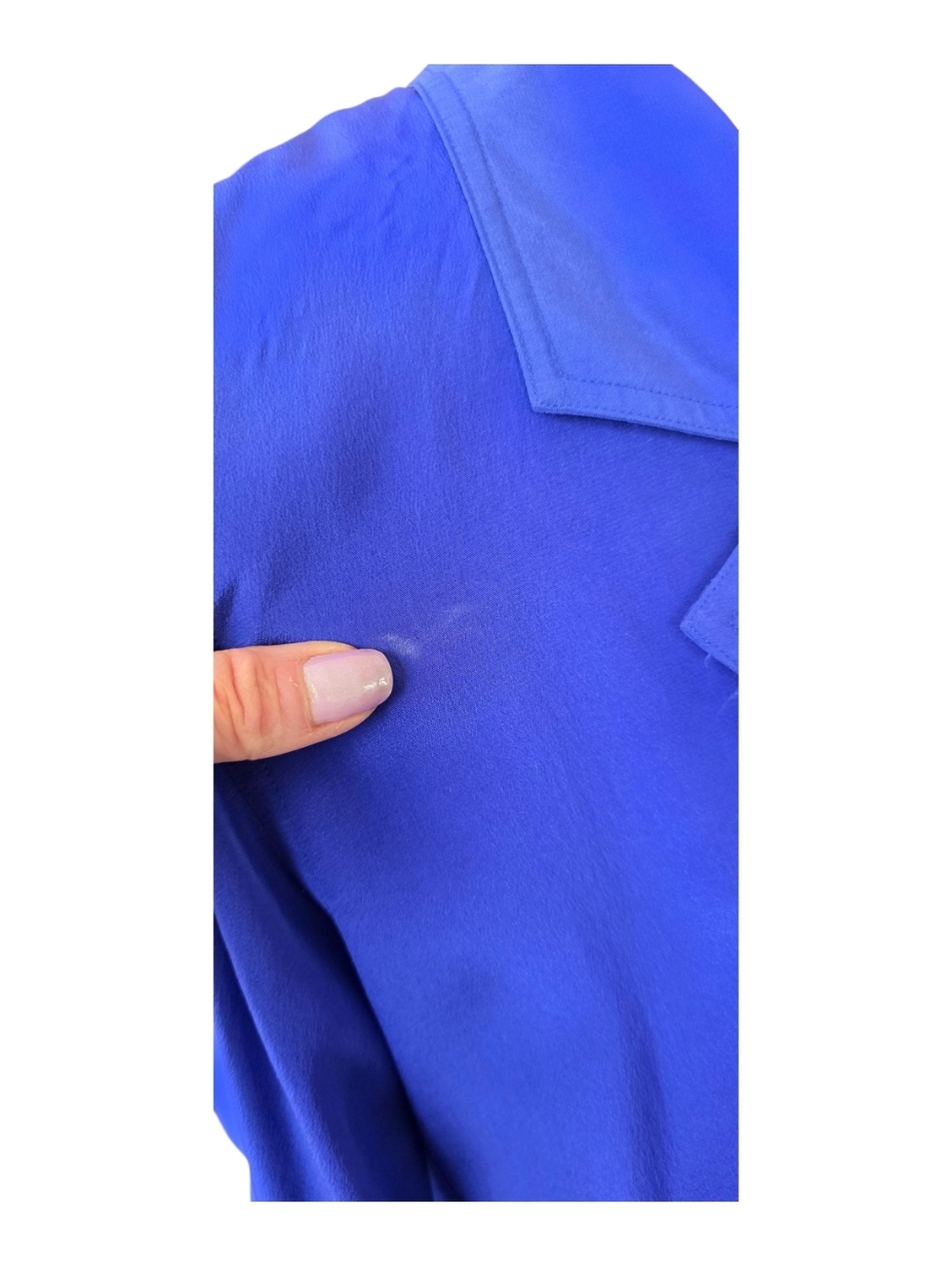 Vintage 1980s Leslie Fay 100% Silk Cobalt Blue Shirt Dress Long Sleeve Womens Si - Picture 11 of 14